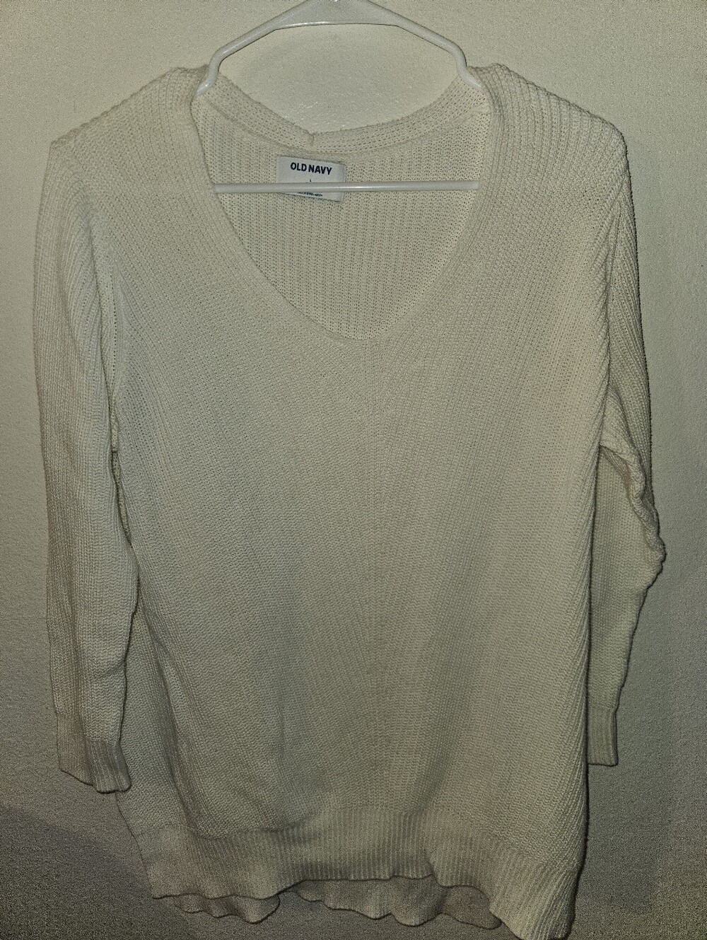 Old Navy Womans White Knit Sweater Size L Petite